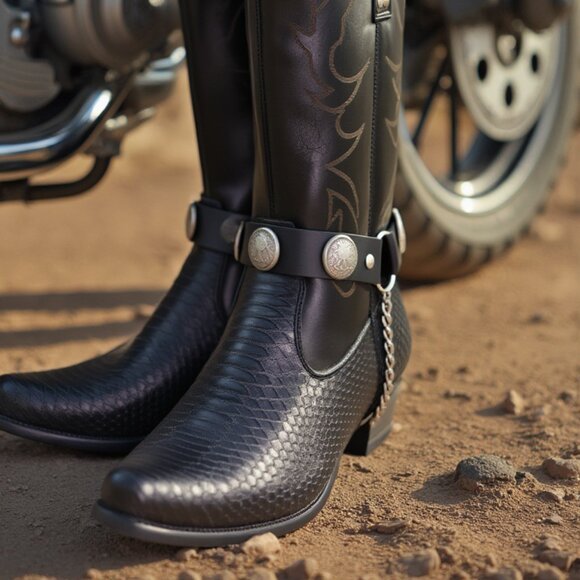 New Men’s Biker Boot Chains – American Eagle Charms Heavy Silver Chain Straps - Picture 8 of 17